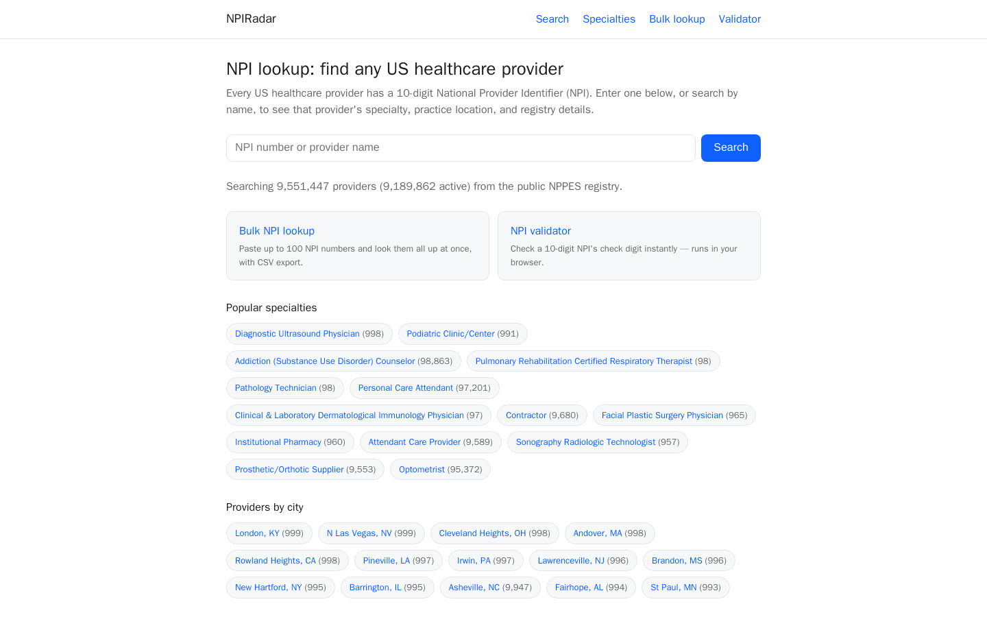 npiradar.com screenshot
